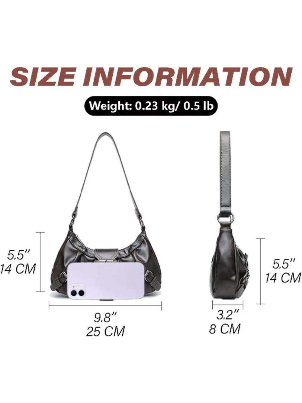 Trendy Y2K Small Hobo Bag | Cute Top Handle Clutch Purse | Punk Style Handbag